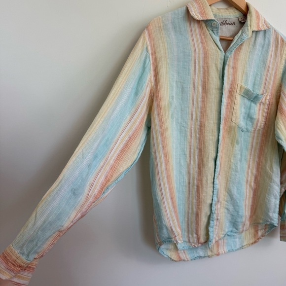 Striped Linen Shirt Sz Small - Picture 3 of 9